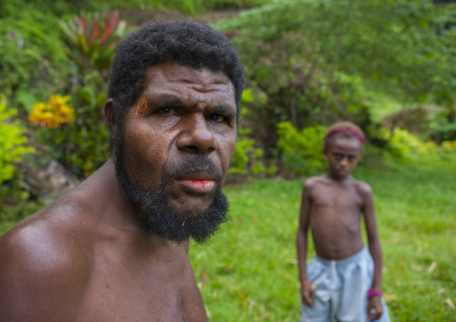portrait of a father and his son, East New Britain Province, Rabaul, Papua New Guinea