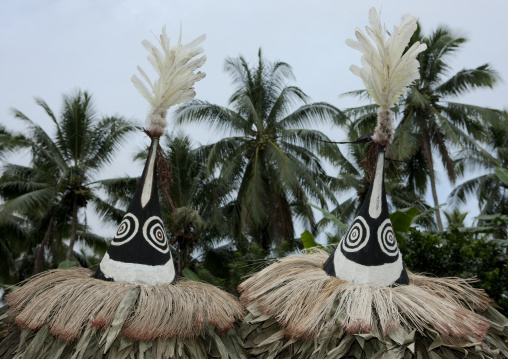 Duk duk giant masks during a Tubuan dance, East New Britain Province, Rabaul, Papua New Guinea