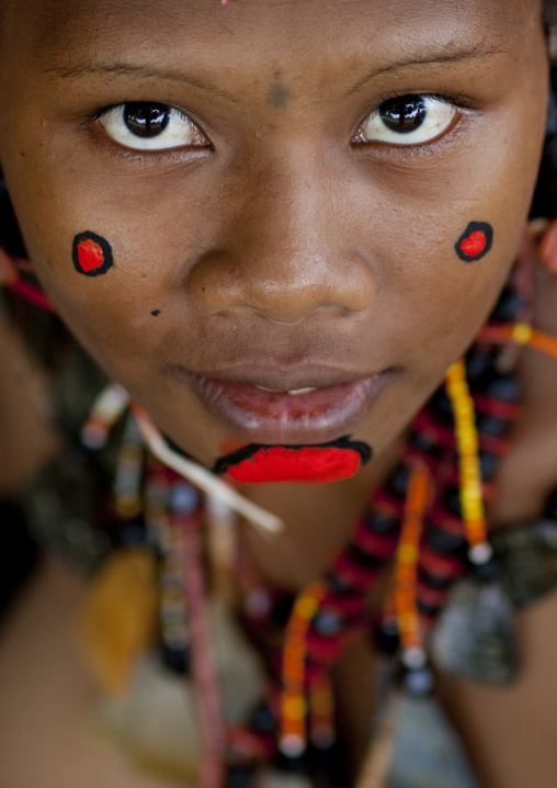 Portrait of a tribal woman in traditional clothing, Milne Bay Province, Trobriand Island, Papua New Guinea