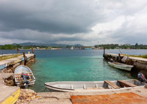 Boats in a bay, Autonomous Region of Bougainville, Bougainville, Papua New Guinea