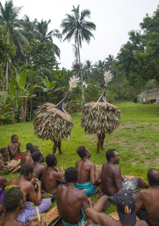 Duk duk giant masks during a Tubuan dance, East New Britain Province, Rabaul, Papua New Guinea