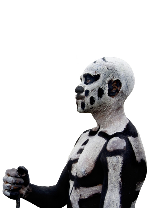 Portrait of a Skeleton tribe man during a sing-sing ceremony, Western Highlands Province, Mount Hagen, Papua New Guinea