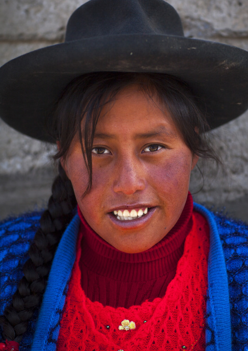 Young Peruvian Woman With A Hat, Qoyllur Riti Festival, Ocongate Cuzco, Peru