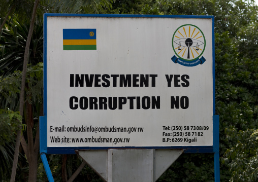 No corruption campain billboard, Lake Kivu, Gisenye, Rwanda