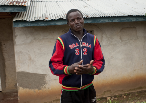 Rwandan man with an obama shirt, Lake Kivu, Gisenye, Rwanda