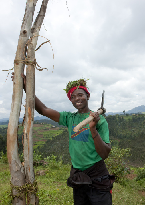 Lumberjack in the countryside, Nyungwe Forest National Park, Gisakura, Rwanda