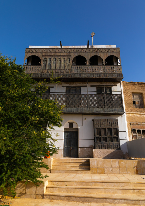 Renovated historic house with wooden mashrabiyas, Al Madinah Province, Yanbu, Saudi Arabia