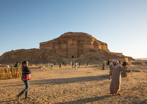 Saudi actors during an historical play in an open air theater in Madain Saleh, Al Madinah Province, Alula, Saudi Arabia
