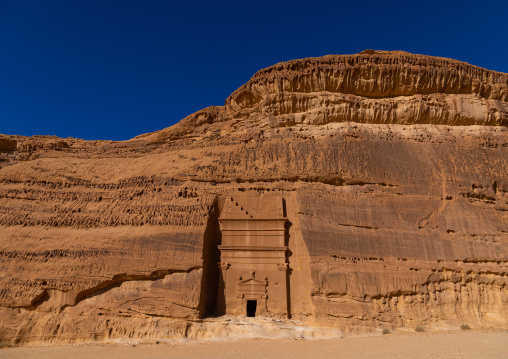 Nabataean tomb in al-Hijr archaeological site in Madain Saleh, Al Madinah Province, Alula, Saudi Arabia