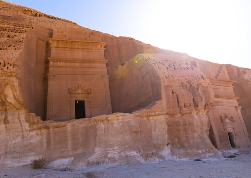 Nabataean tombs in al-Hijr archaeological site in Madain Saleh, Al Madinah Province, Alula, Saudi Arabia