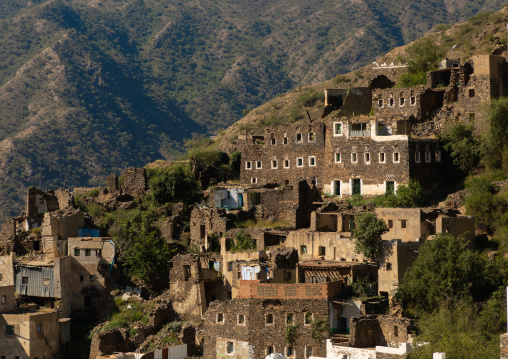 Multi-storey houses made of stones, Asir province, Rijal Alma, Saudi Arabia
