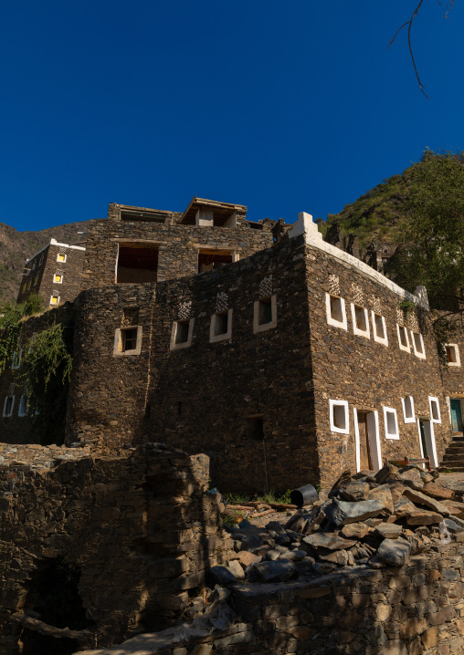 Multi-storey houses made of stones, Asir province, Rijal Alma, Saudi Arabia