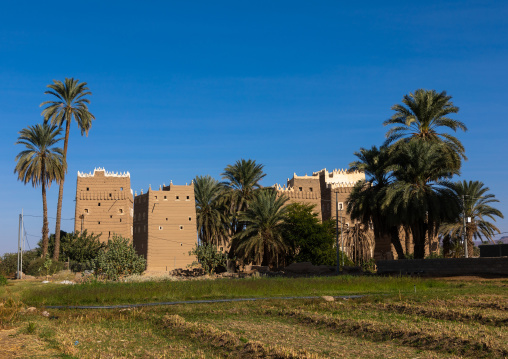 Traditional old multi-storey mud house with a garden, Najran Province, Najran, Saudi Arabia