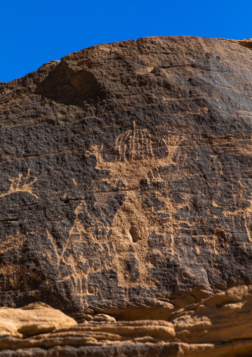 Petroglyphs of Aliya the goddess of fertility, Najran Province, Najd Khayran, Saudi Arabia