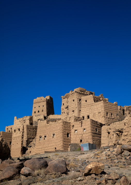 Traditional old multi-storey mud houses, Asir province, Dahran Aljanub, Saudi Arabia