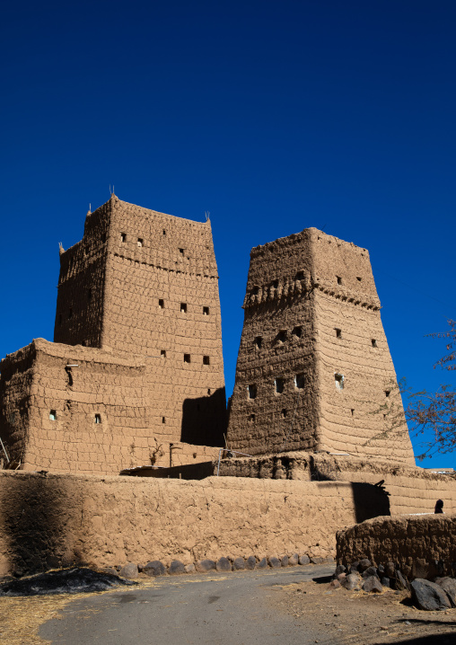 Traditional old multi-storey mud houses, Asir province, Dahran Aljanub, Saudi Arabia