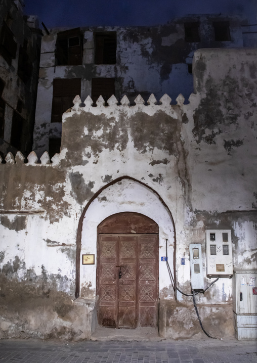 Wooden door of an old house in al-Balad quarter, Mecca province, Jeddah, Saudi Arabia