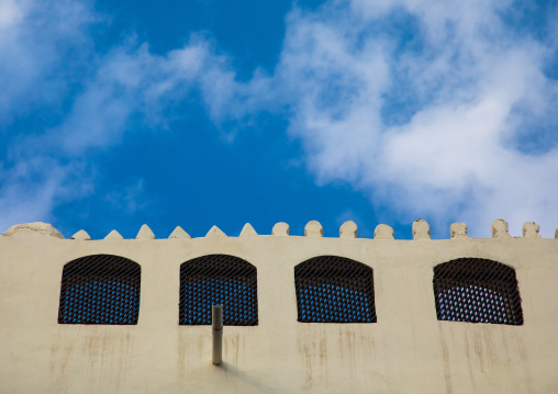 Crenels of an old house against the sky, Mecca province, Jeddah, Saudi Arabia