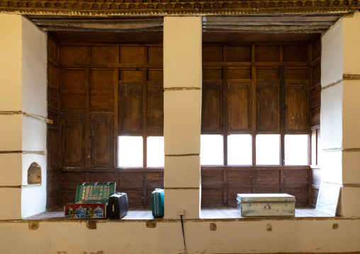 Wooden mashrabiya inside Abdullah Matbouli house in al-Balad quarter, Mecca province, Jeddah, Saudi Arabia