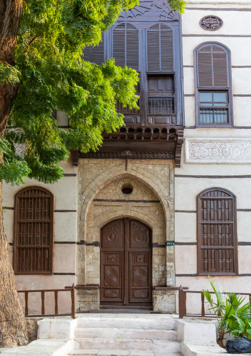 Beit nasseef old house with wooden mashrabiya in al-Balad quarter, Mecca province, Jeddah, Saudi Arabia