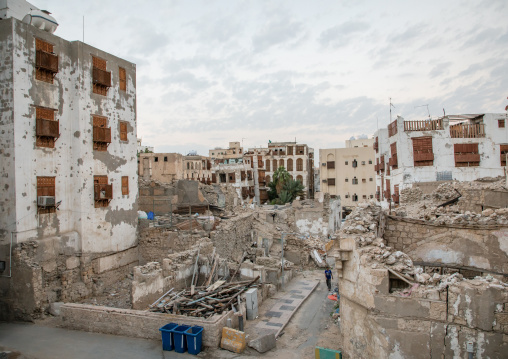 Restoration of an old house with wooden mashrabiyas in al-Balad quarter, Mecca province, Jeddah, Saudi Arabia