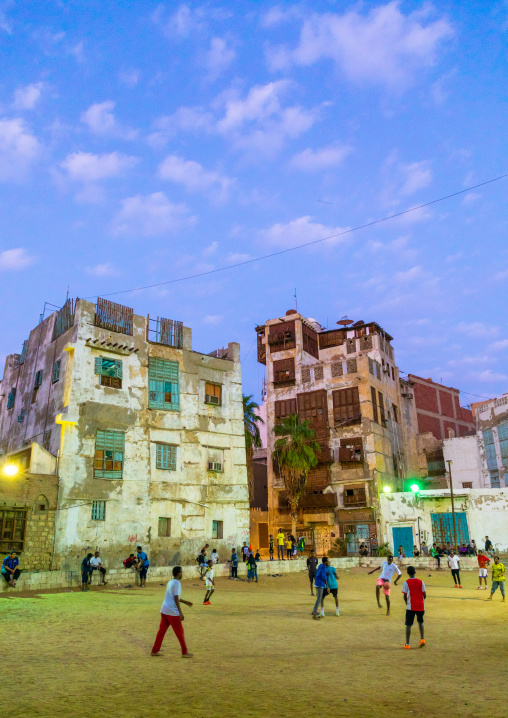 Old houses with wooden mashrabiyas in al-Balad quarter, Mecca province, Jeddah, Saudi Arabia