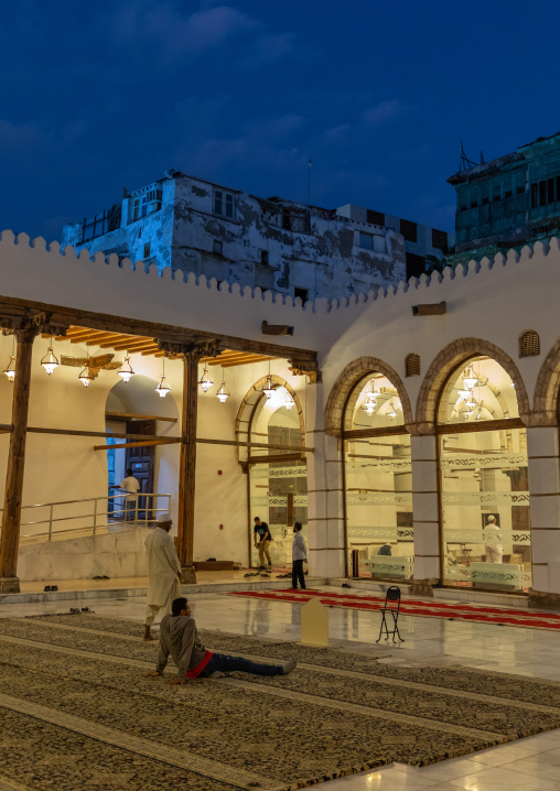 Men praying in al Shafi mosque, Mecca province, Jeddah, Saudi Arabia