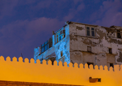 Old house with wooden mashrabiya in al-Balad quarter, Mecca province, Jeddah, Saudi Arabia
