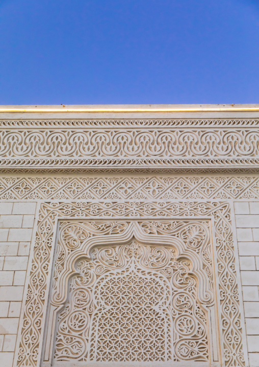 Farasani house with gypsum decoration and frescoes in the heritage village, Jizan Province, Jizan, Saudi Arabia