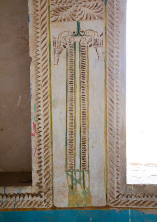 Gypsum decoration of guns in a farasani house, Red Sea, Farasan, Saudi Arabia