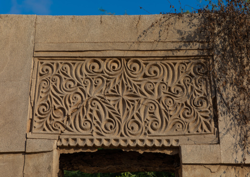 Doorway gypsum decoration of a farasani house, Red Sea, Farasan, Saudi Arabia