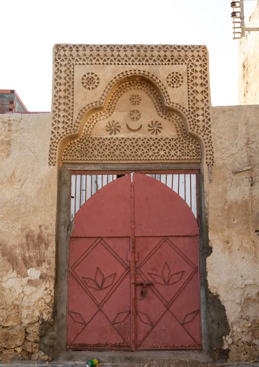 Doorway gypsum decoration of a farasani house, Red Sea, Farasan, Saudi Arabia
