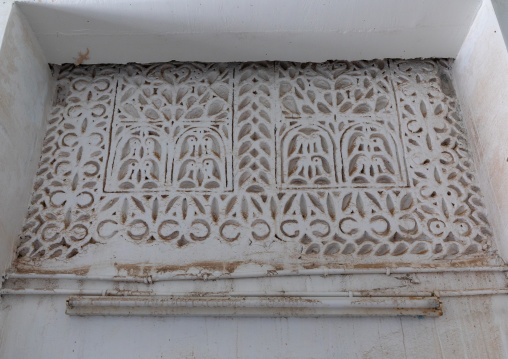 Doorway gypsum decoration of a farasani house, Red Sea, Farasan, Saudi Arabia