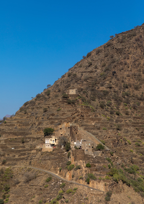 Traditional stone watchtowers in the mountain, Jizan Province, Addayer, Saudi Arabia