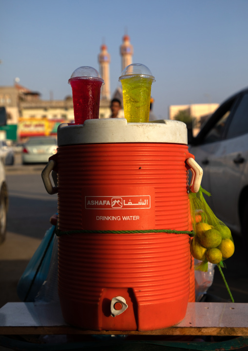 Chemical fruit juices for sale in the market, Jizan Province, Sabya, Saudi Arabia