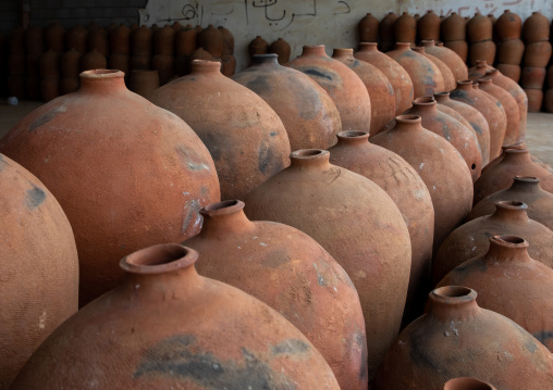 Traditional potteries fro sale in a market, Jizan Province, Mahalah, Saudi Arabia