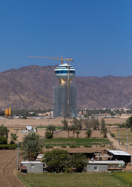 New water tower under construction, Najran Province, Najran, Saudi Arabia