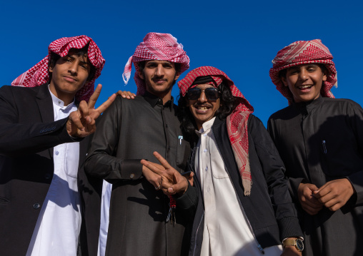 Portrait of young saudi men in traditional clothing, Najran Province, Najran, Saudi Arabia
