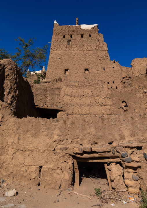 Traditional old mud house, Asir province, Dhahran Al Janub, Saudi Arabia