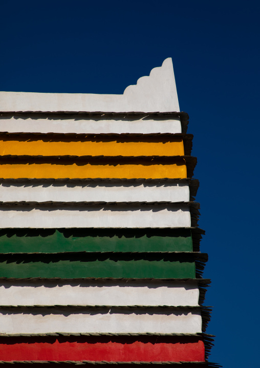 Bin Hamsan house with its bright colours, Asir province, Khamis Mushait, Saudi Arabia