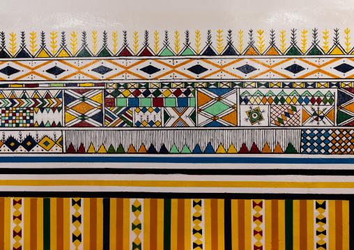 Al-qatt al-asiri traditionally female interior wall decoration in a house, Asir province, Rijal Alma, Saudi Arabia