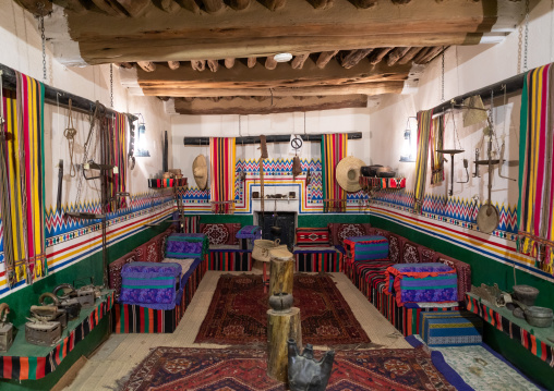 Decoration and design inside a traditional house, Asir province, Al-Namas, Saudi Arabia