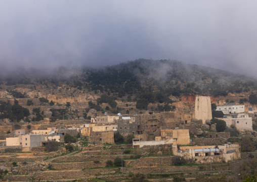 Old houses built in stones in heritage village, Asir province, Al Olayan, Saudi Arabia