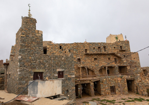 Old mosque built in stones in heritage village, Asir province, Al Olayan, Saudi Arabia