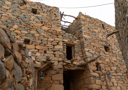 Old house built in stones in heritage village, Asir province, Al Olayan, Saudi Arabia