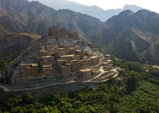 Dhee Ayn marble village aerial view, Al-Bahah region, Al Mukhwah, Saudi Arabia