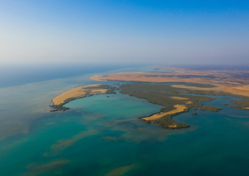 Red sea coast aerial view, Mecca province, Al Qunfudhah, Saudi Arabia