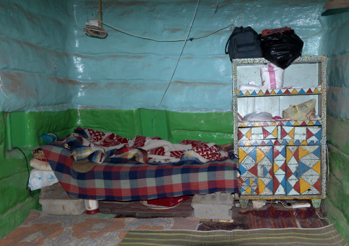 Colorful decoration inside a traditional house, Asir province, Ahad Rufaidah, Saudi Arabia