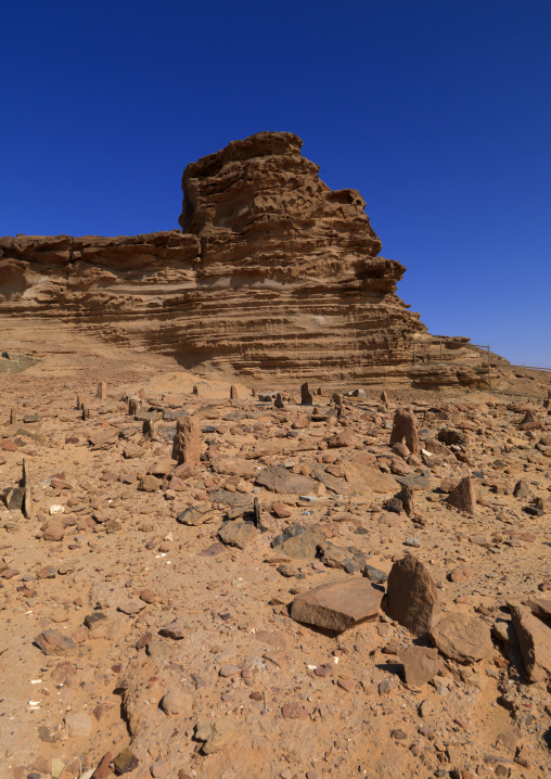 Cemetery in front of the qasr zabal, Al-Jawf Province, Sakaka, Saudi Arabia