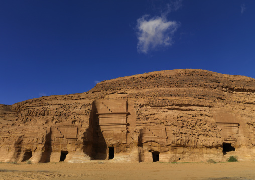 Nabataean tomb in al-Hijr archaeological site in Madain Saleh, Al Madinah Province, Alula, Saudi Arabia